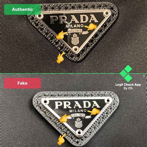 prada logo fake vs real|how to authenticate prada bag.